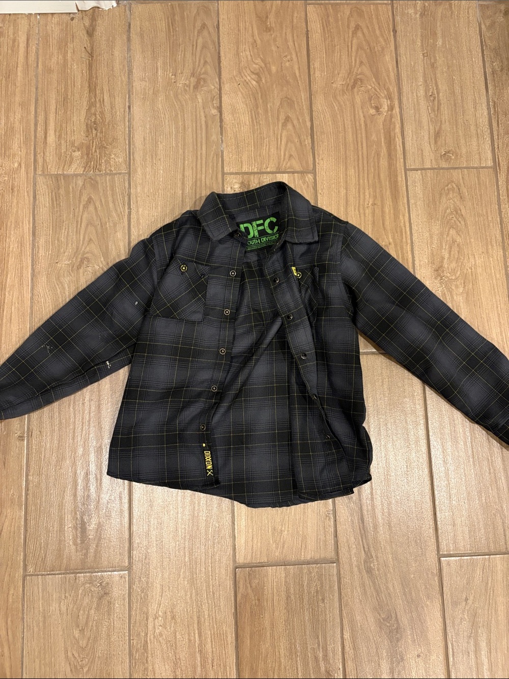Kids DIXXON Black Plaid Button-Up Shirt Jacket